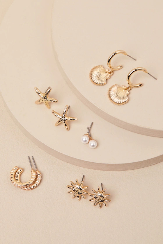 Galene Gold Five-Piece Earring Set | Lulus