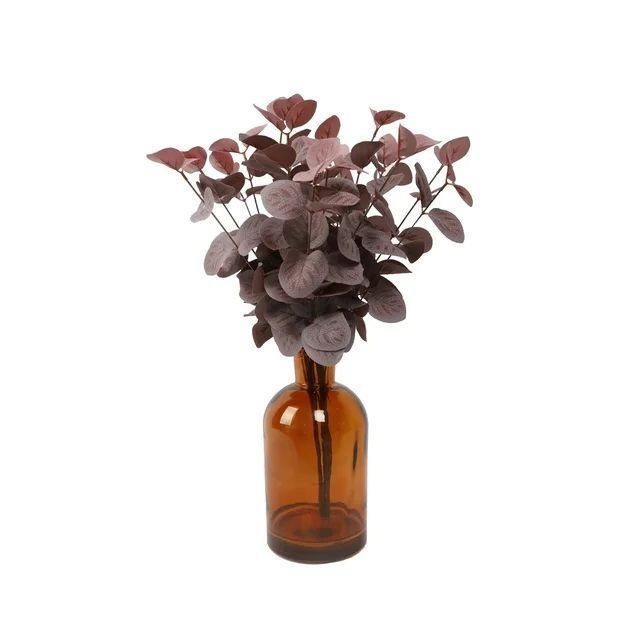 Flora Bunda 16.5" Tabletop Artificial Fall Floral Arrangement in Brown Glass Vase | Walmart (US)