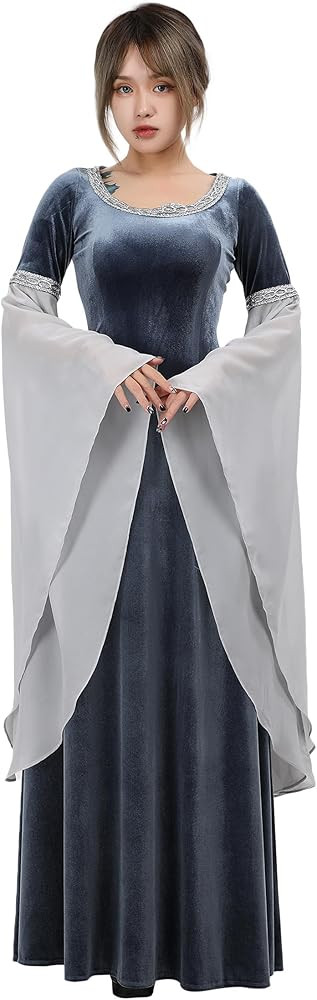 Medieval Renaissance Costume Dress Handmade Historical Retro Dress Velvet Gown with Chiffon Sleev... | Amazon (US)