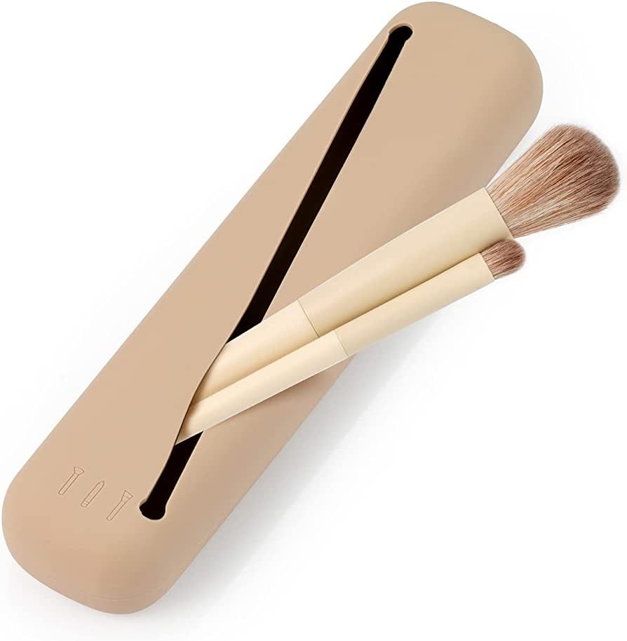 Wekin Makeup Brush Holder Travel, Silicone Portable Soft Cosmetic Brush Organizer Case Bag for Da... | Amazon (US)