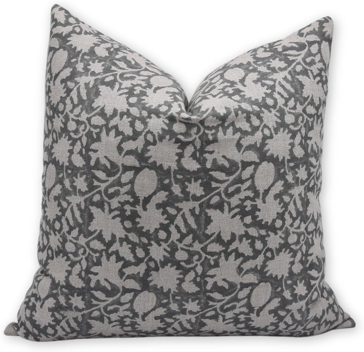Block Print Thick Linen 14x20 Throw Pillow Covers,Handmade,(Manikarnika, Grey) | Amazon (US)