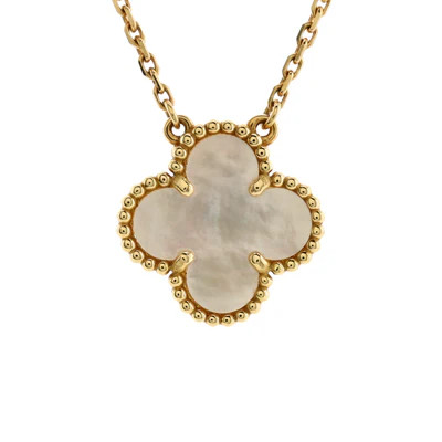 Vintage Alhambra Pendant Necklace 18K Yellow Gold and Mother of Pearl | Rebag