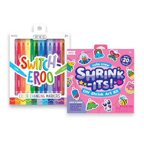 Ooly Shrink-Its! 28 PC DIY Shrinking Art Kit That Creates Charms and Tags & 12 Pack Switch-eroo Color Changing Double Ended Thin Markers | Amazon (US)