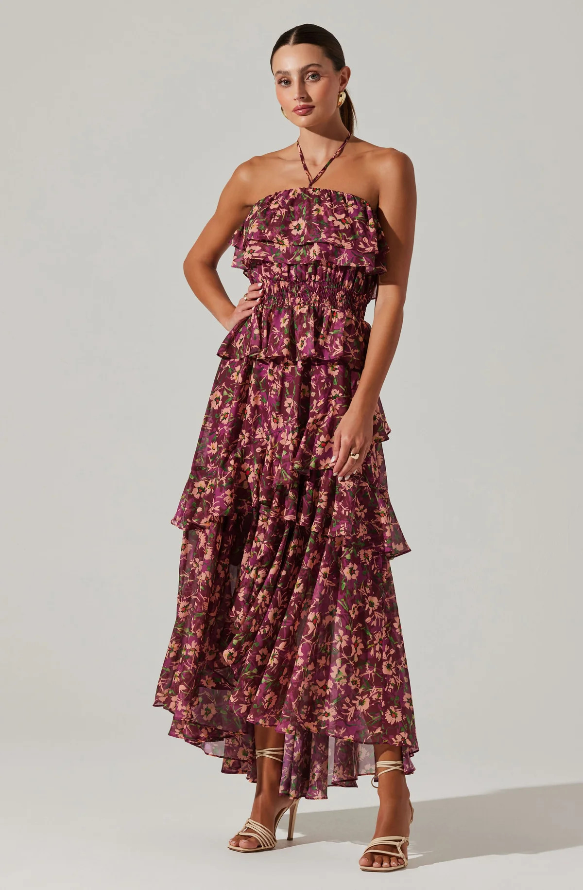 Elena Floral Halter Maxi Dress | ASTR The Label (US)