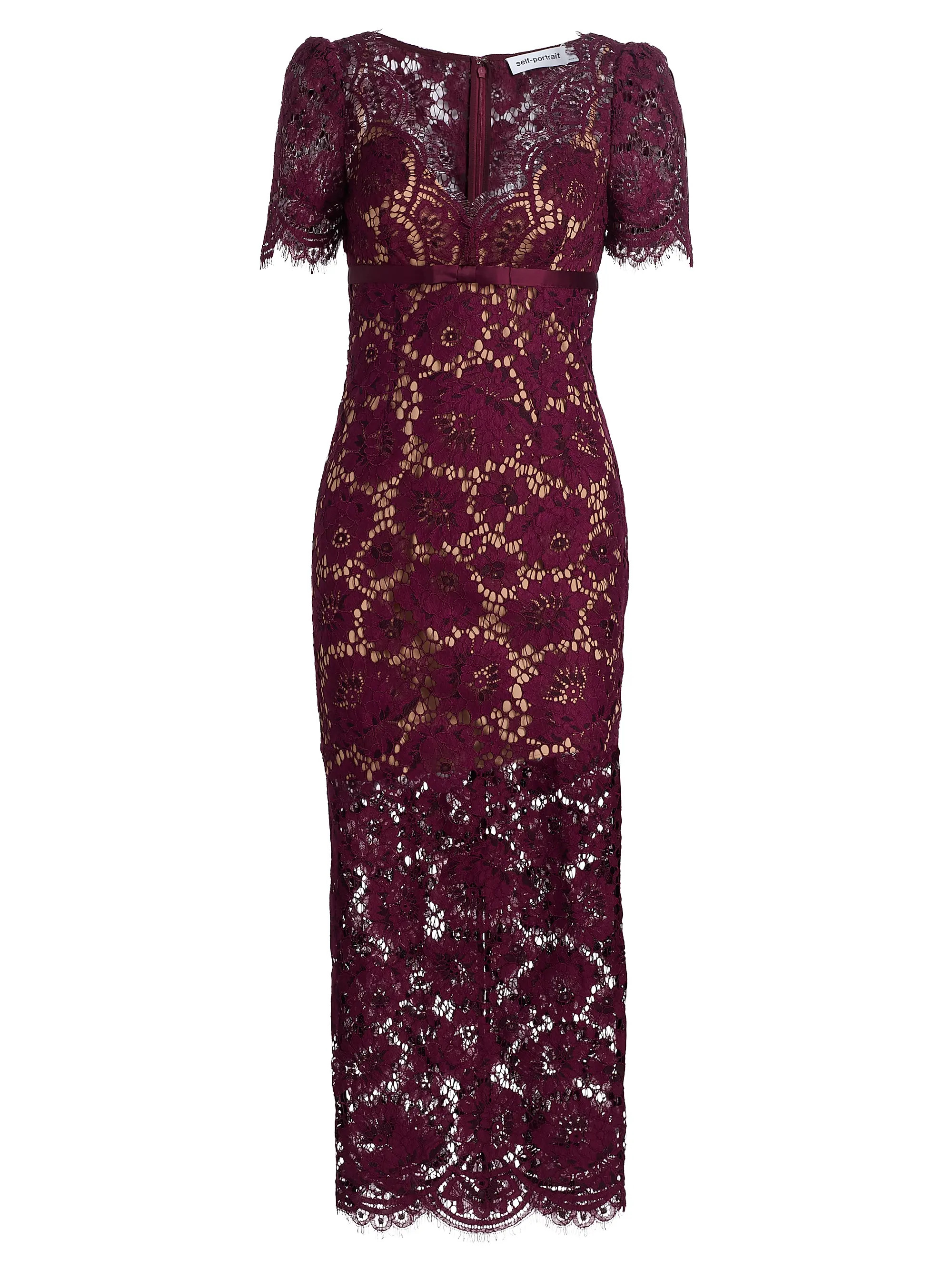 Self-Portrait Floral Lace V-Neck Midi-Dress | Saks Fifth Avenue | Saks Fifth Avenue