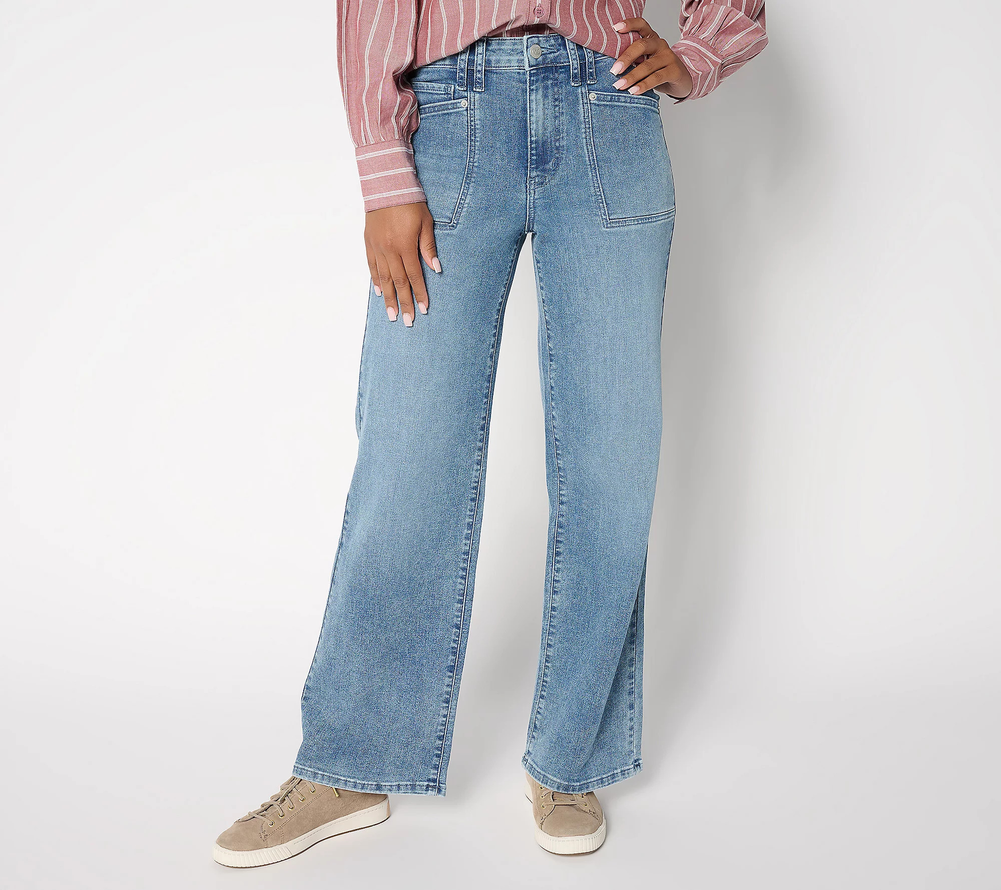 Me by Jennie Garth Petite Repreve Wide Leg Jeans- Indigo | QVC