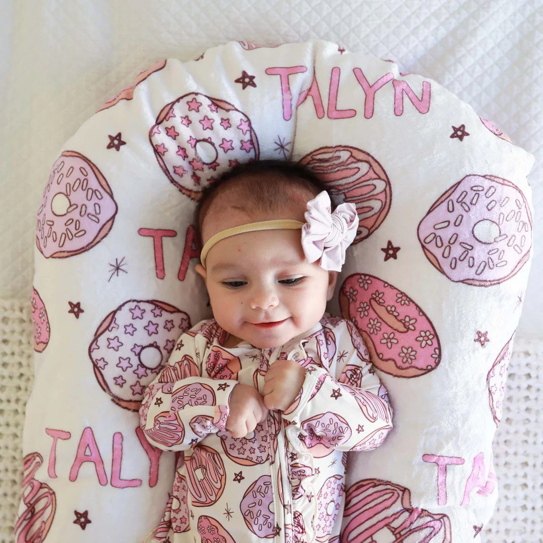 Donut Shop Ruffle Zipper Footie | Pink | Caden Lane