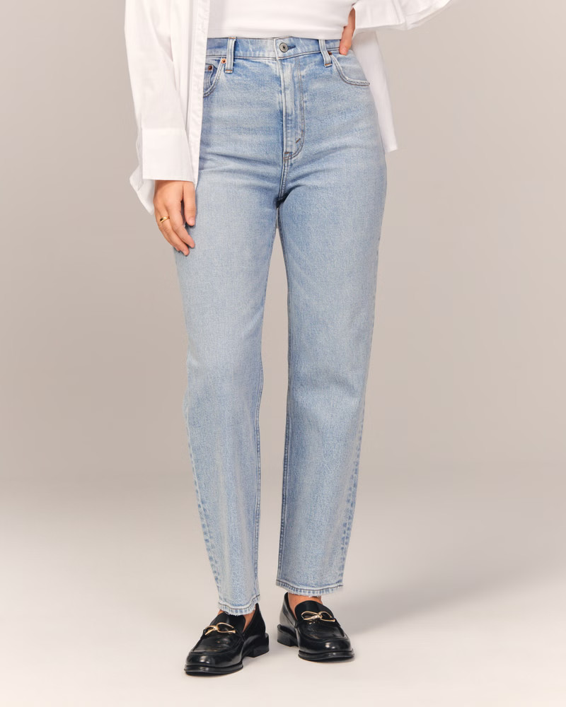 Women's Curve Love Ultra High Rise Ankle Straight Jean | Women's Bottoms | Abercrombie.com | Abercrombie & Fitch (US)