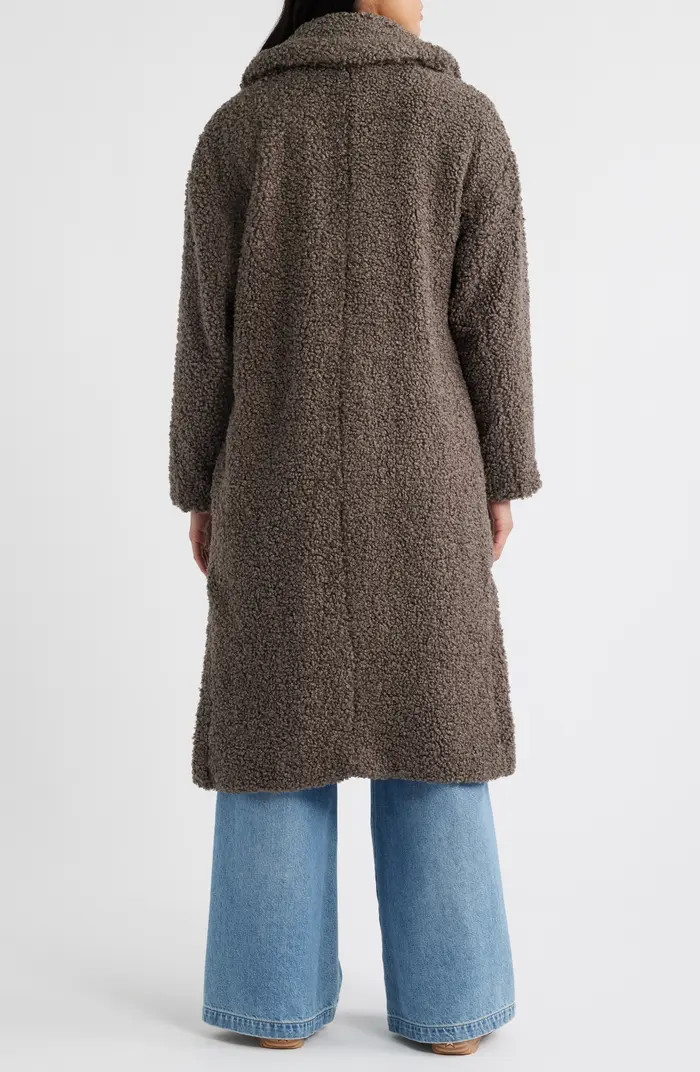 Notch Collar Faux Shearling Long Coat | Nordstrom