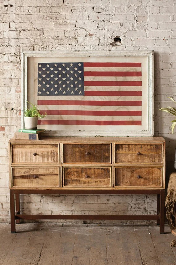 Framed American Flag 4 Feet | Rustic Home Decor Wall Art Living Room Hanging Large Under Glass La... | Etsy (US)