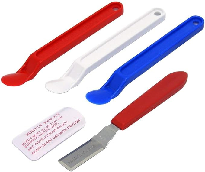 Scotty Peelers Label & Sticker Remover - 3 Plastic Red, White, Blue and 1 Metal Blade with Cover | Amazon (US)