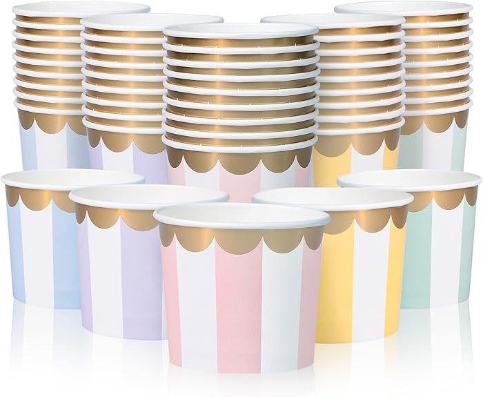 Paper Ice Cream Cups, 50-Count 11-Oz Disposable Dessert Bowls for Hot or Cold Food, 11-Ounce Part... | Amazon (US)