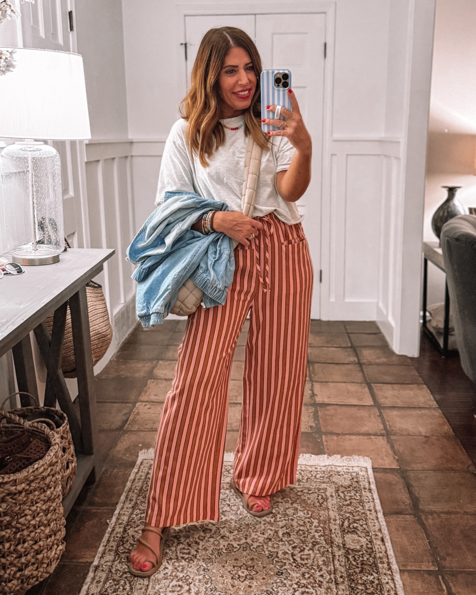 Comfy travel fit, running errand & more!

Cotton look for less tee and look for less striped cotton pants from Amazon. I’m wearing a medium in both.

Denim jacket is also a look for less. It’s lightweight and super cute. I’m wearing a large.

My croc sandals are so dang comfy. I wore these all last summer and have them in several colors.

Crossbody bag is a great size perfect to wear when traveling going to ball games and more!



#LTKSaleAlert #LTKootd #LTKOver40