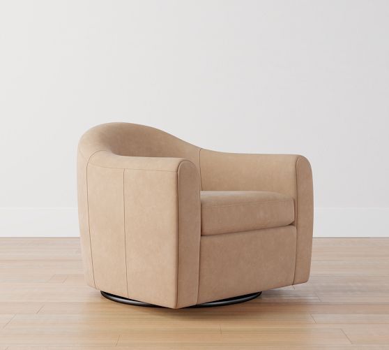 Gideon Leather Swivel Chair | Pottery Barn (US)