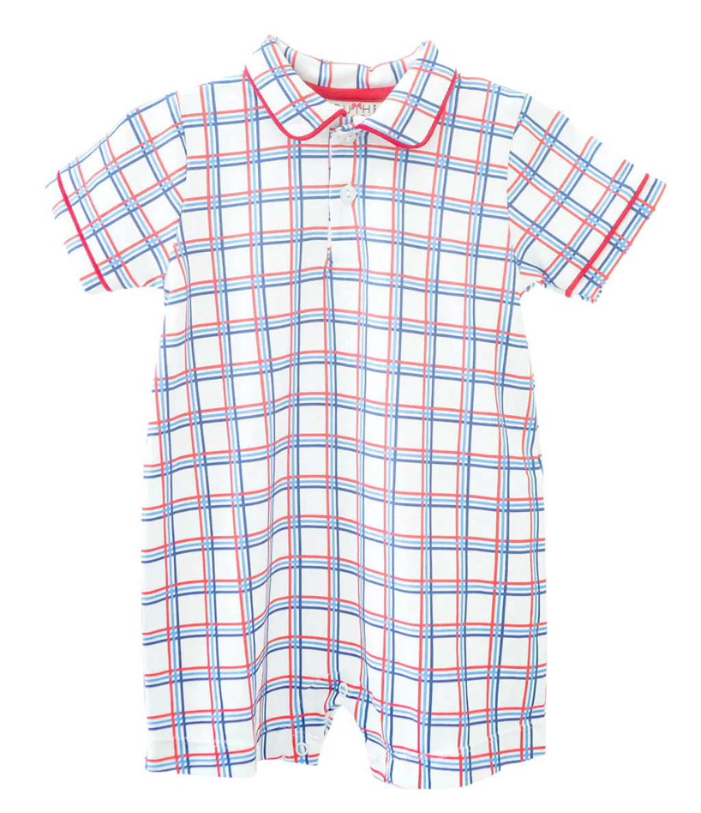 Ruth and Ralph American Plaid Pima Harold Romper | JoJo Mommy