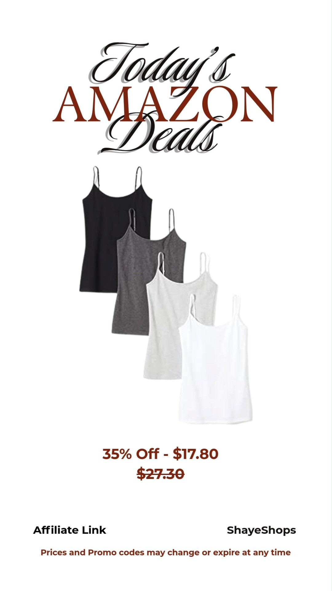 Amazon Essentials Women's Slim-Fit Camisole for Layering and Everyday Wear, Pack of 4, fashion, basics, tank tops, straps, solid colors, style, summer basics 

 #LTKdayinmylife #LTKSaleAlert #LTKWorkwear