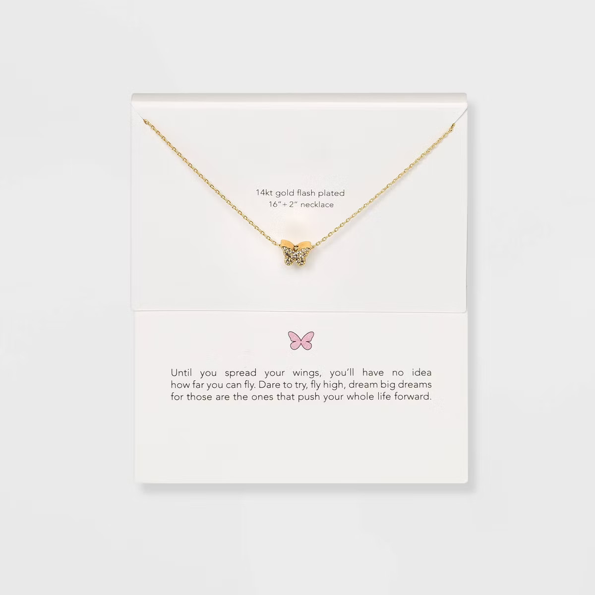 Silver Plated Gold Dipped Micro Pave Butterfly Cubic Zirconia Pendant Necklace - Gold | Target