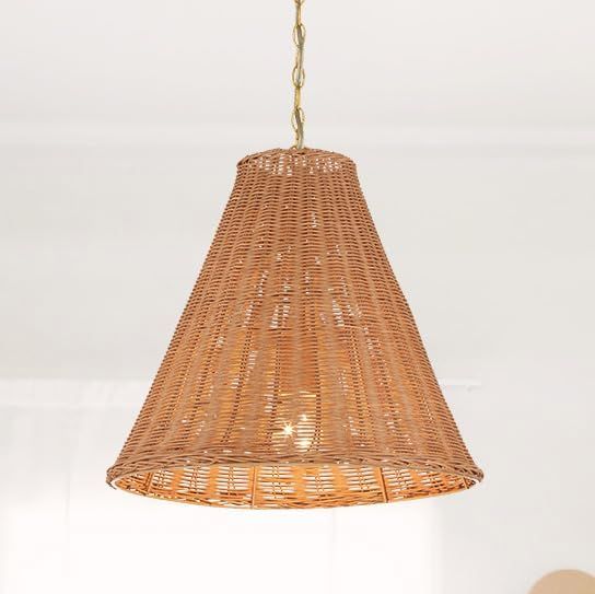 Creative Co-Op Rattan Taper Pendant Light, Natural | Amazon (US)