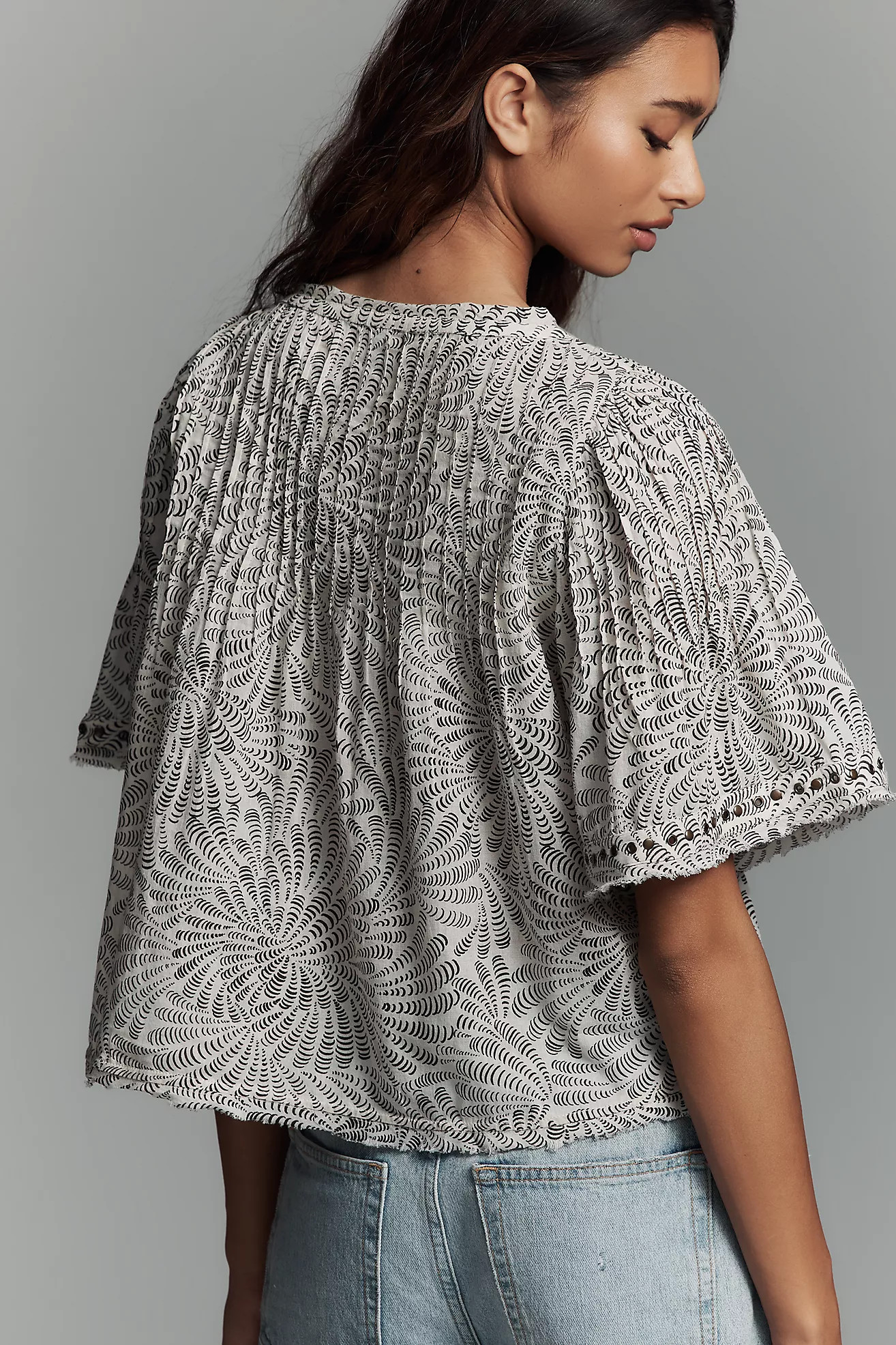 By Anthropologie Pintuck Short-Sleeve Swing Top | Anthropologie (US)