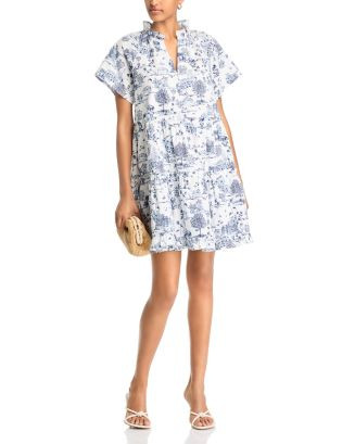 AQUA Toile Short Sleeve Mini Dress - Exclusive | Bloomingdale's Women | Bloomingdale's (AU)