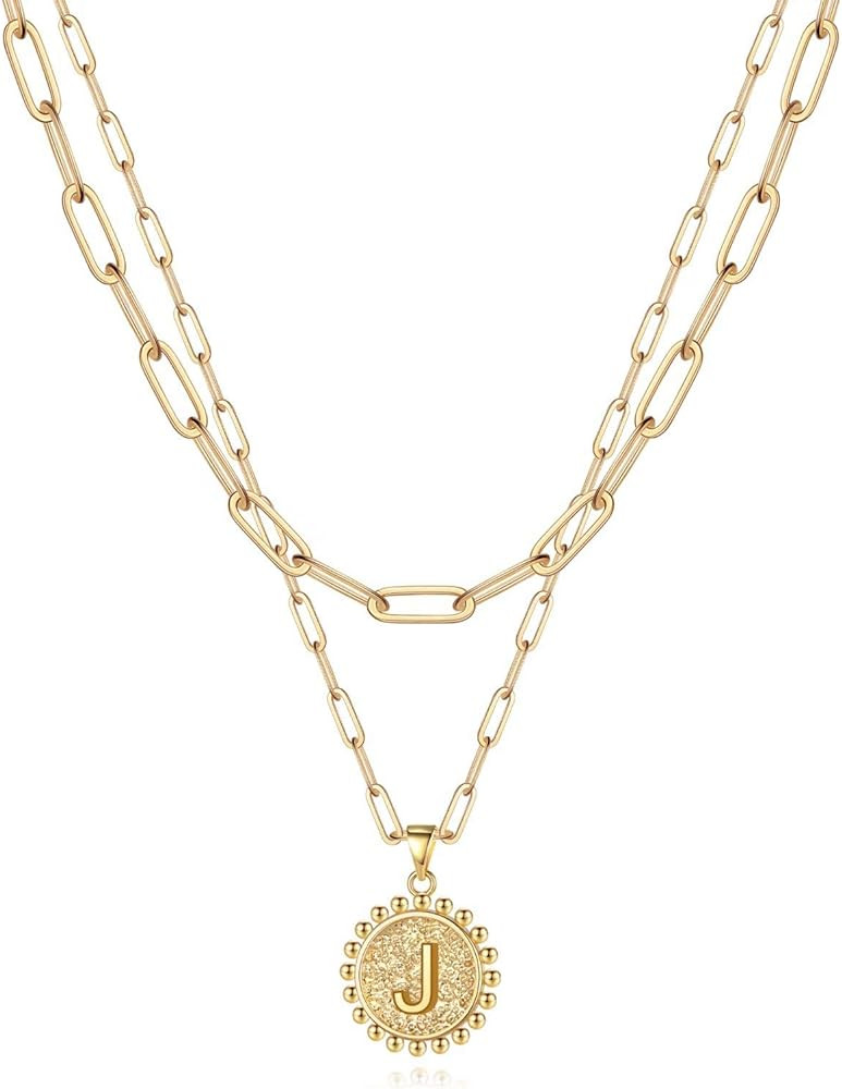 Yoosteel Gold Initial Necklaces for Women Girls, 14K Gold Plated Dainty Layering Paperclip Link C... | Amazon (US)
