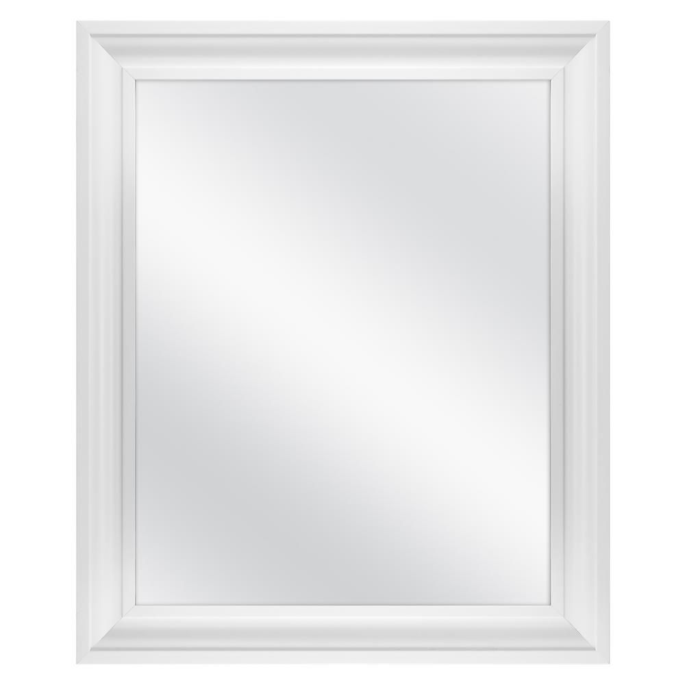 23.5 in. x 28.5 in. Framed Fog Free Mirror in White | The Home Depot