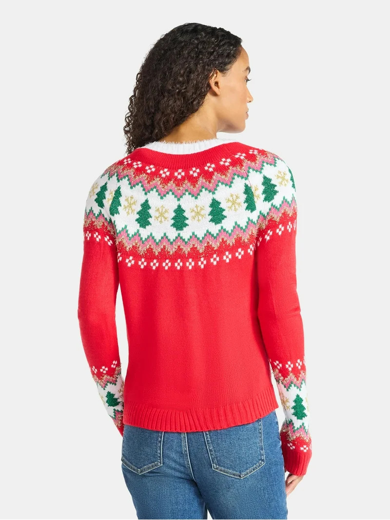Women's Embellished Button Front Christmas Cardigan from Holiday Time, Sizes XS-XXXL | Walmart (US)