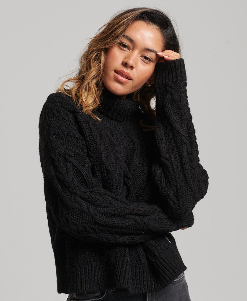Cable Knit Polo Neck Jumper | Superdry (UK)