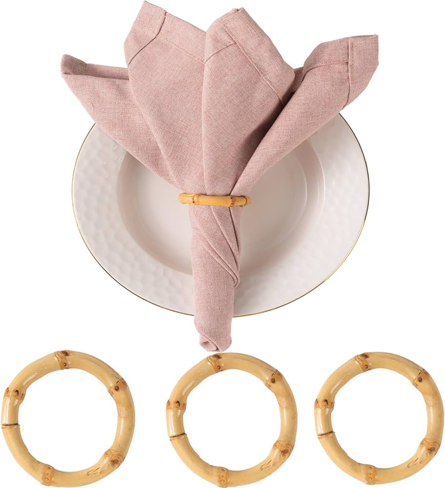Bamboo Napkin Rings Set of 12 Handmade Napkin Holder Rings Farmhouse Table Decorations for Birthd... | Amazon (US)