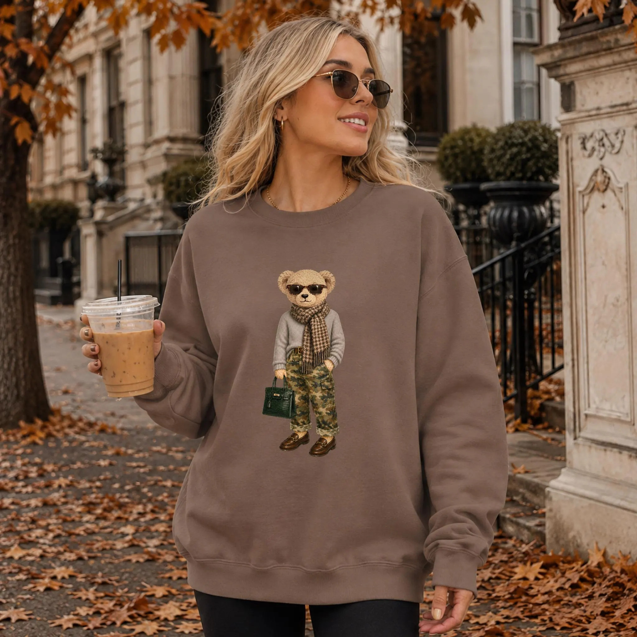 Fall Bear Sweatshirt, Women's Fall Graphic Crewneck, Preppy Bear Shirt, Autumn Pullover, Preppy aesthetic Fall Outfit, Comfort Colors | Etsy (Global)