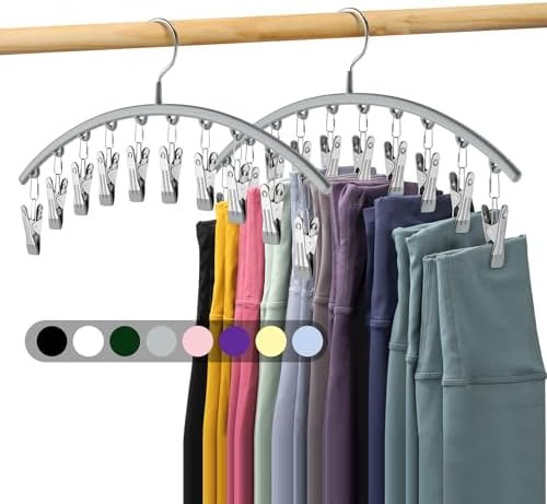 Volnamal Legging Organizer for Closet, Metal Yoga Pants Hanger w/Rubber Coated 2 Pack w/10 Clips ... | Amazon (US)