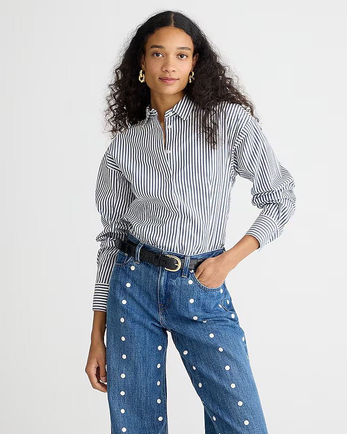 Fitted button-up shirt in striped stretch cotton poplin | J. Crew US