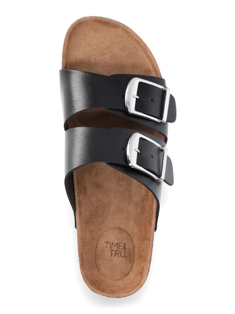 Time and Tru Women's Footbed Slide Sandals, Wide Width Available | Walmart (US)