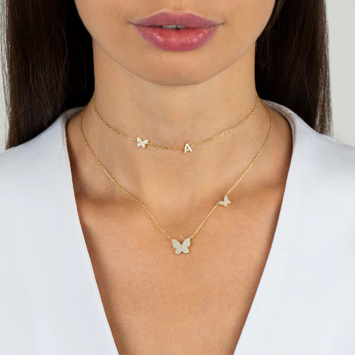 Pavé Butterfly Initial Choker | Adina Eden