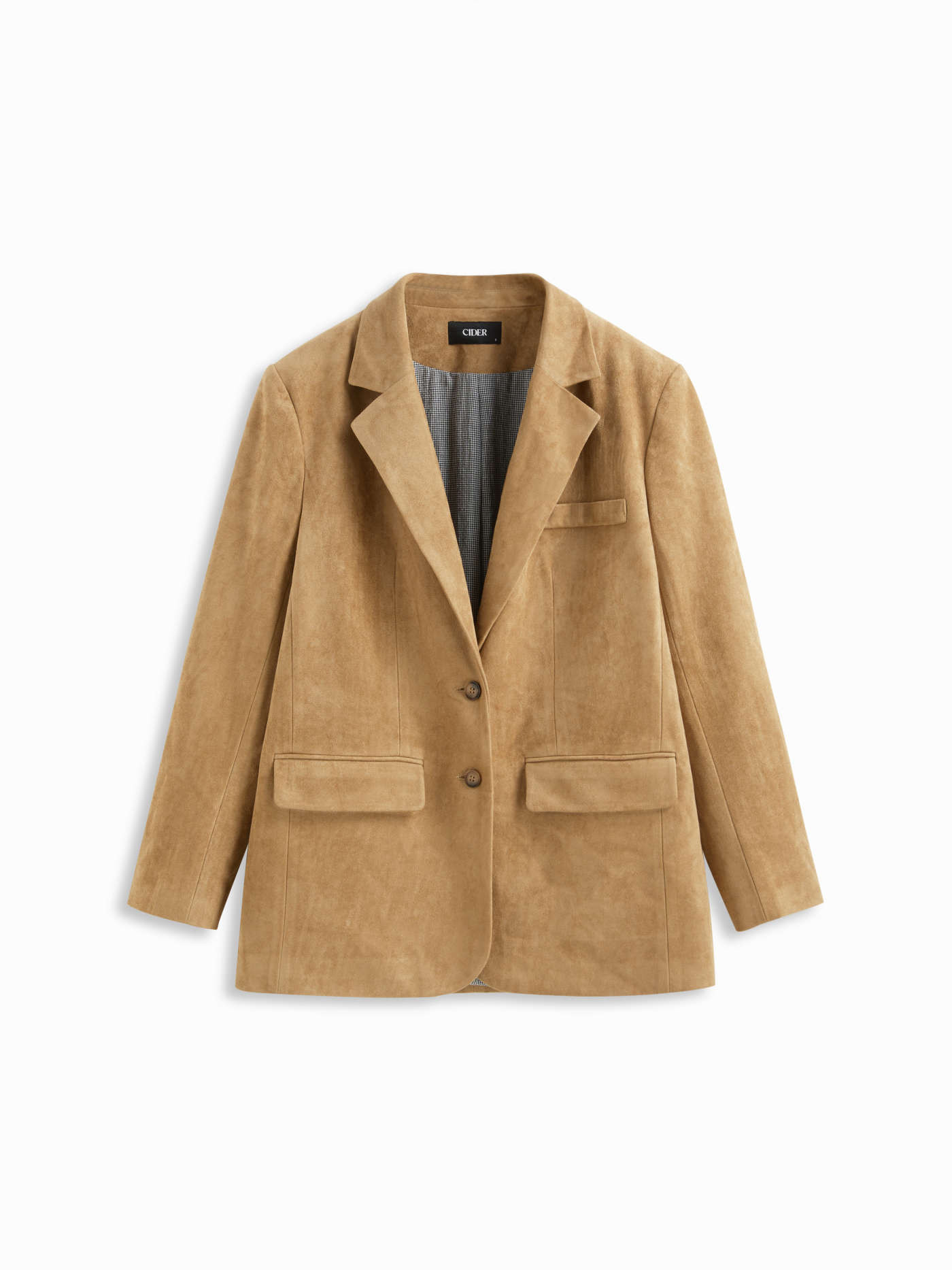 Suede Suede Notched Collar Long Sleeve Oversized Blazer For Daily Casual | Cider