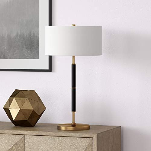 Henn&Hart 25" Tall 2-Light Table Lamp with Fabric Shade in Blue/Brass/White, Lamp, Desk Lamp for ... | Amazon (US)