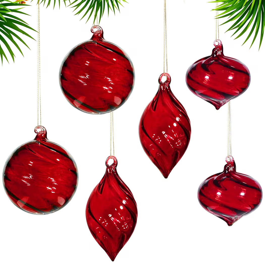 6 PCS Glass Christmas Ball Ornaments, Hand Blown Ornaments Hanging Balls,Glass Xmas Tree Home Wed... | Amazon (US)