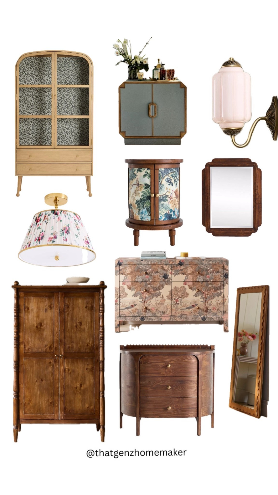 home pieces to add style and whimsy to the home

antique style armoire, wardrobe, curved hutch, wood mirror, floor length mirror, nursery decor, antique pieces 



#LTKHome