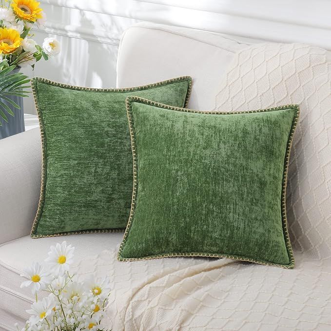 decorUhome Decorative Throw Pillow Covers 18x18 Set of 2, Farmhouse Velvet Pillow Covers, Square ... | Amazon (US)