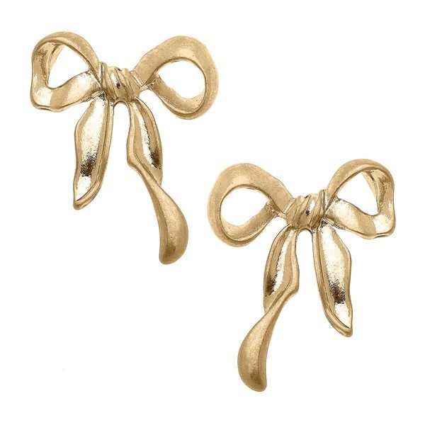 Morganne Bow Stud Earrings in Worn Gold | CANVAS