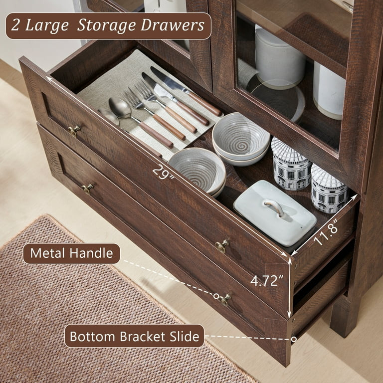 SinCiDo Arched Kitchen Pantry Storage Cabinet, 71" Tall Wood Pantry Shelves with 2 Doors & 2 Larg... | Walmart (US)