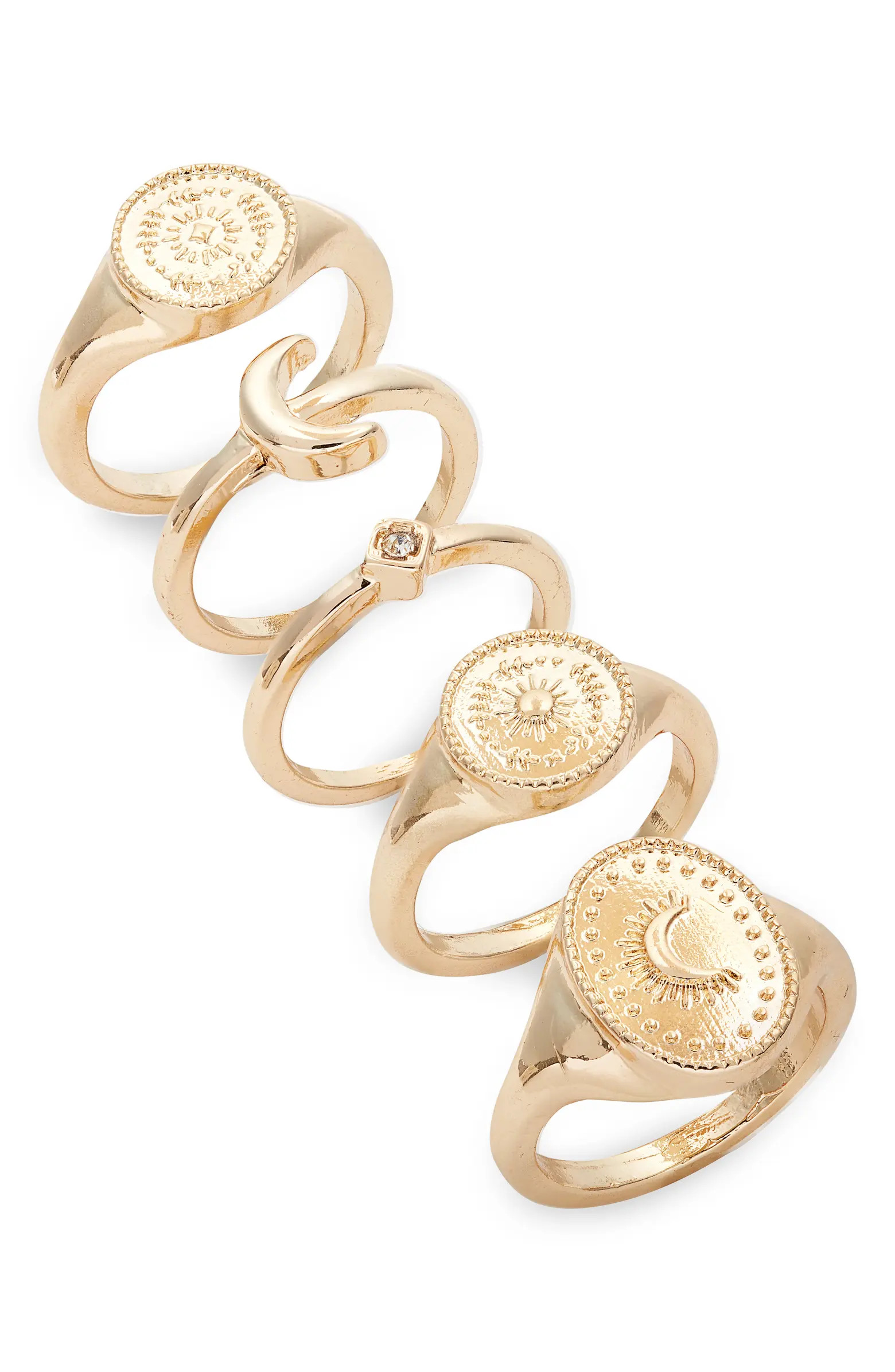 Set of 5 Moon Signet Rings | Nordstrom