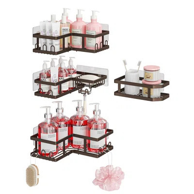 4-Pack Adhesive Corner Shower Caddy with Soap Holder | Wayfair North America