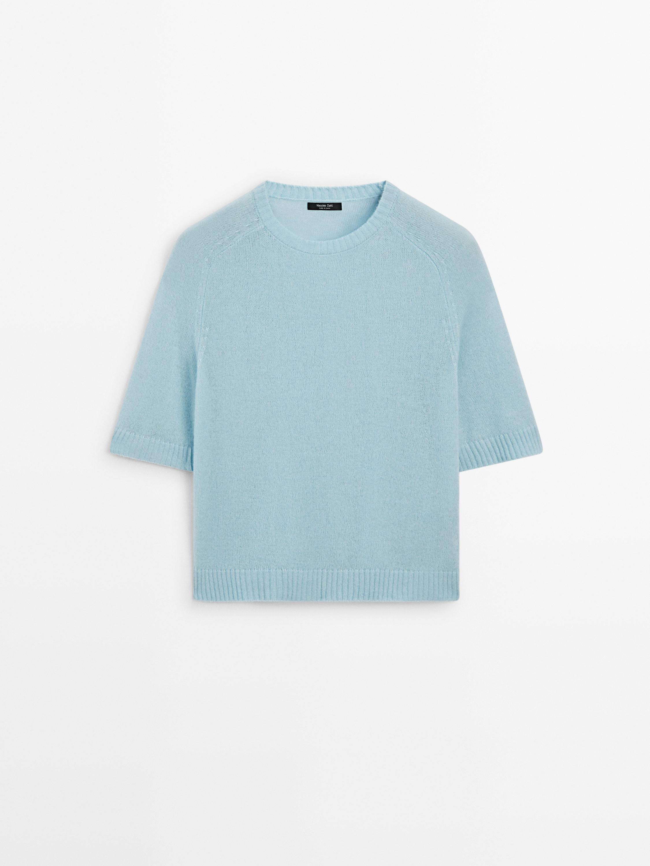 Strickpullover mit kurzen Ärmeln und Alpakawolle | Massimo Dutti DE