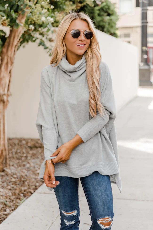 We Can Go The Distance Grey Sweater | The Pink Lily Boutique