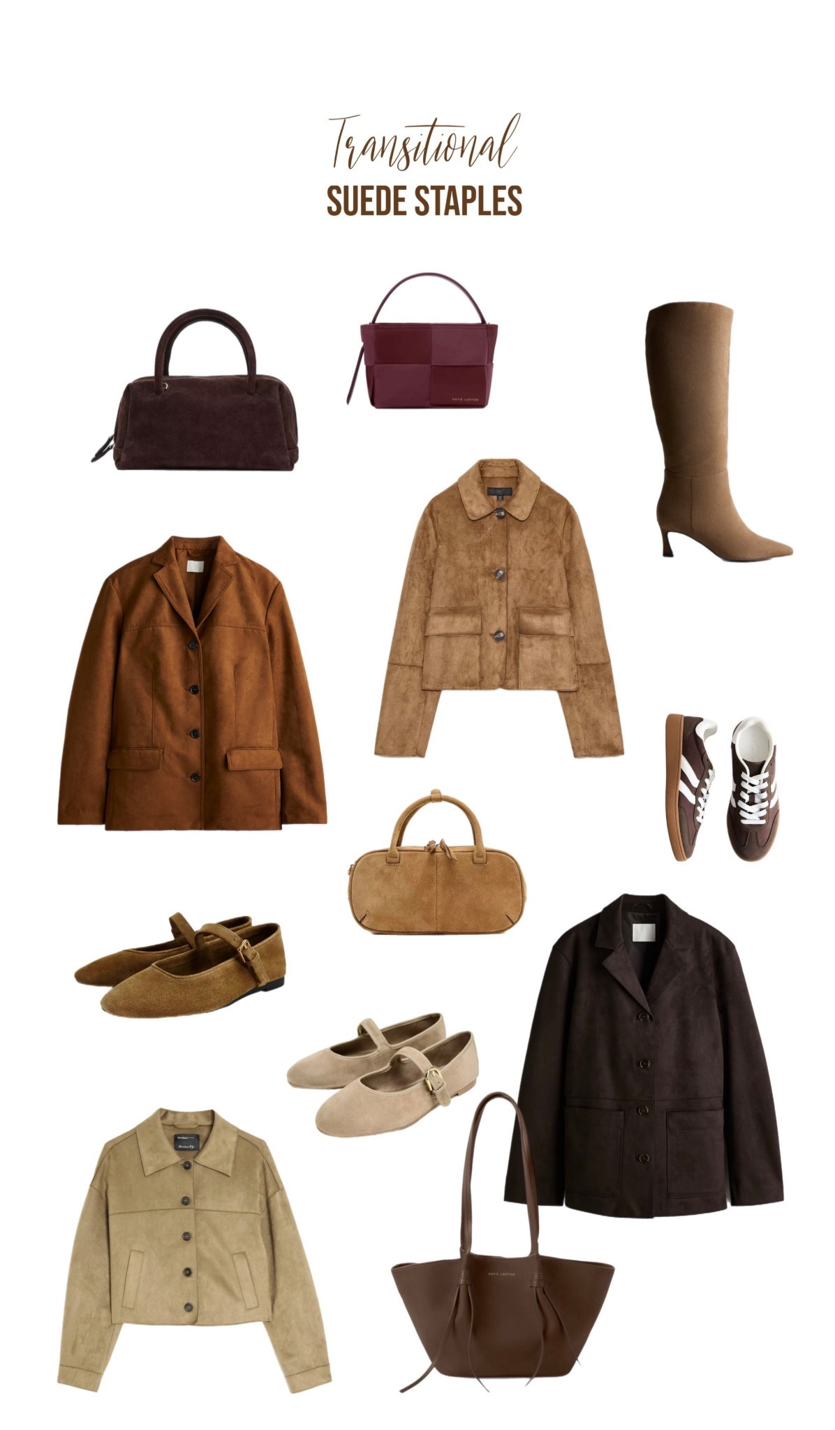 Big for autumn : SUEDE 🤌🏻

The perfect transitional piece! 

Shoes ballet pumps jacket high knee boots bag casual everyday dressy bag trainers hm Zara 