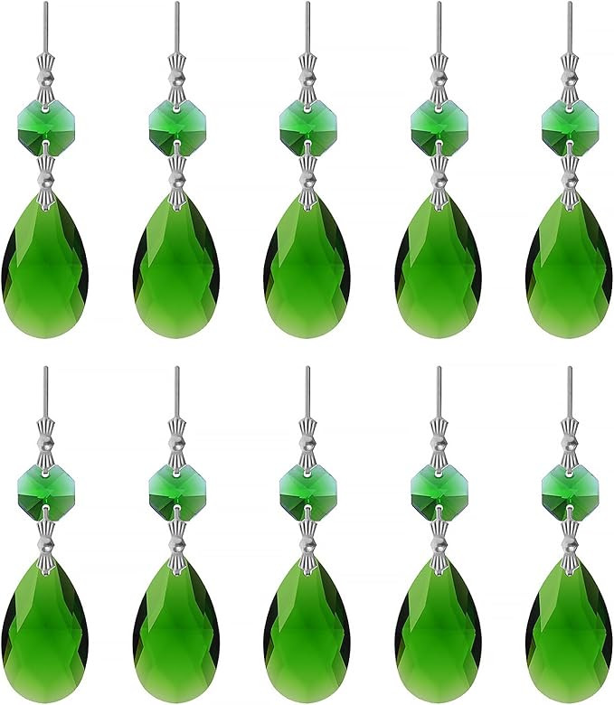 10pcs Crystal Prisms Chandelier Green Ornament Pendants Rainbow Maker 38mm Drop Prism Hanging Pri... | Amazon (US)