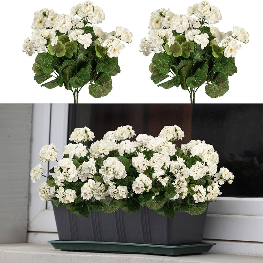 4PCS Home Decor Fake Plants Artificial Flowers Artificial Geraniums Outdoor Fake Flowers Artifici... | Amazon (US)
