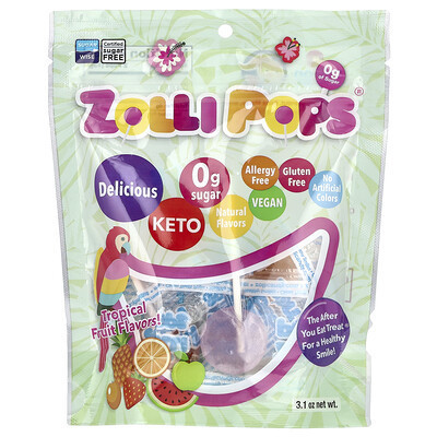 Zollipops, Original Clean Teeth Candy®, Tropical Fruit Flavors, 3.1 oz | iHerb