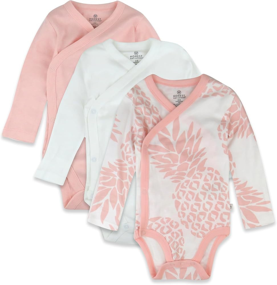HonestBaby unisex-baby 3-pack Long Sleeve Side-snap Kimono Bodysuits Organic Cotton for Infant Ba... | Amazon (US)